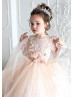 Champagne Tulle Heart Back Flower Girl Dress